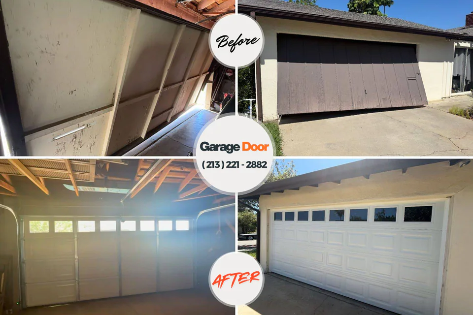 Before and after: garage door repair 28612